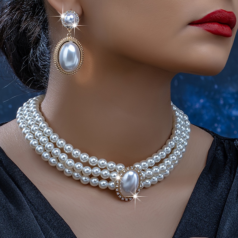 Pearl Necklace Set - طقم نسائي أنيق يتكون من قلادة