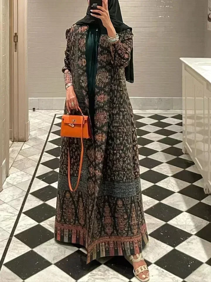 Trench Coat Formal - مياكي مطوي طباعة طوي طوق بأكمام