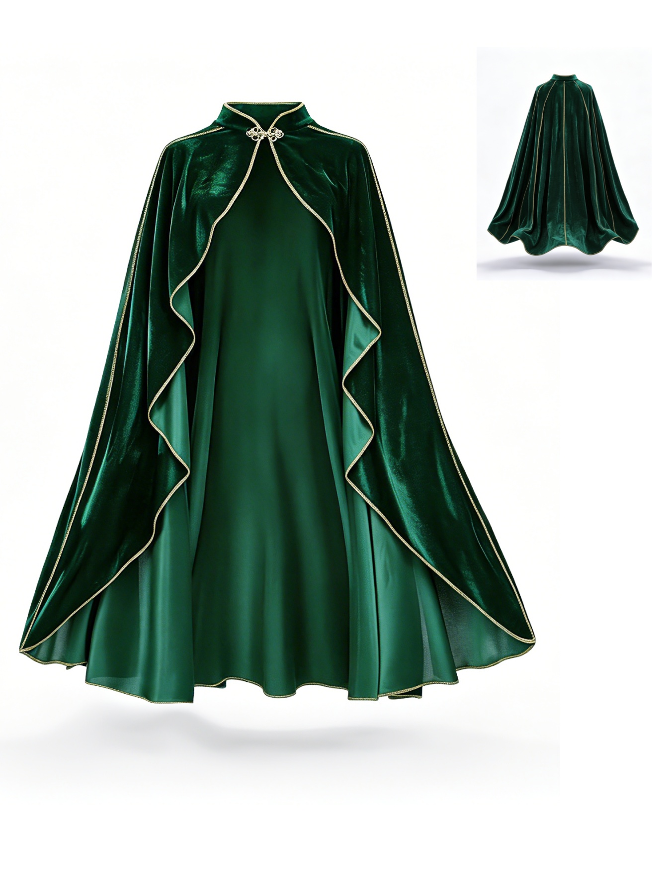 Women'S Green Formal Wear - عباءة نسائية من المخمل الأخضر بتصميم