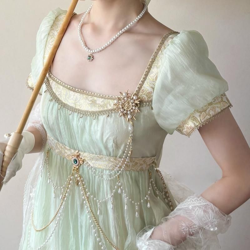 فستان لوليتا مصنوع يدويًا بخصر - مراجعة Women'S Green Formal Wear وسعره