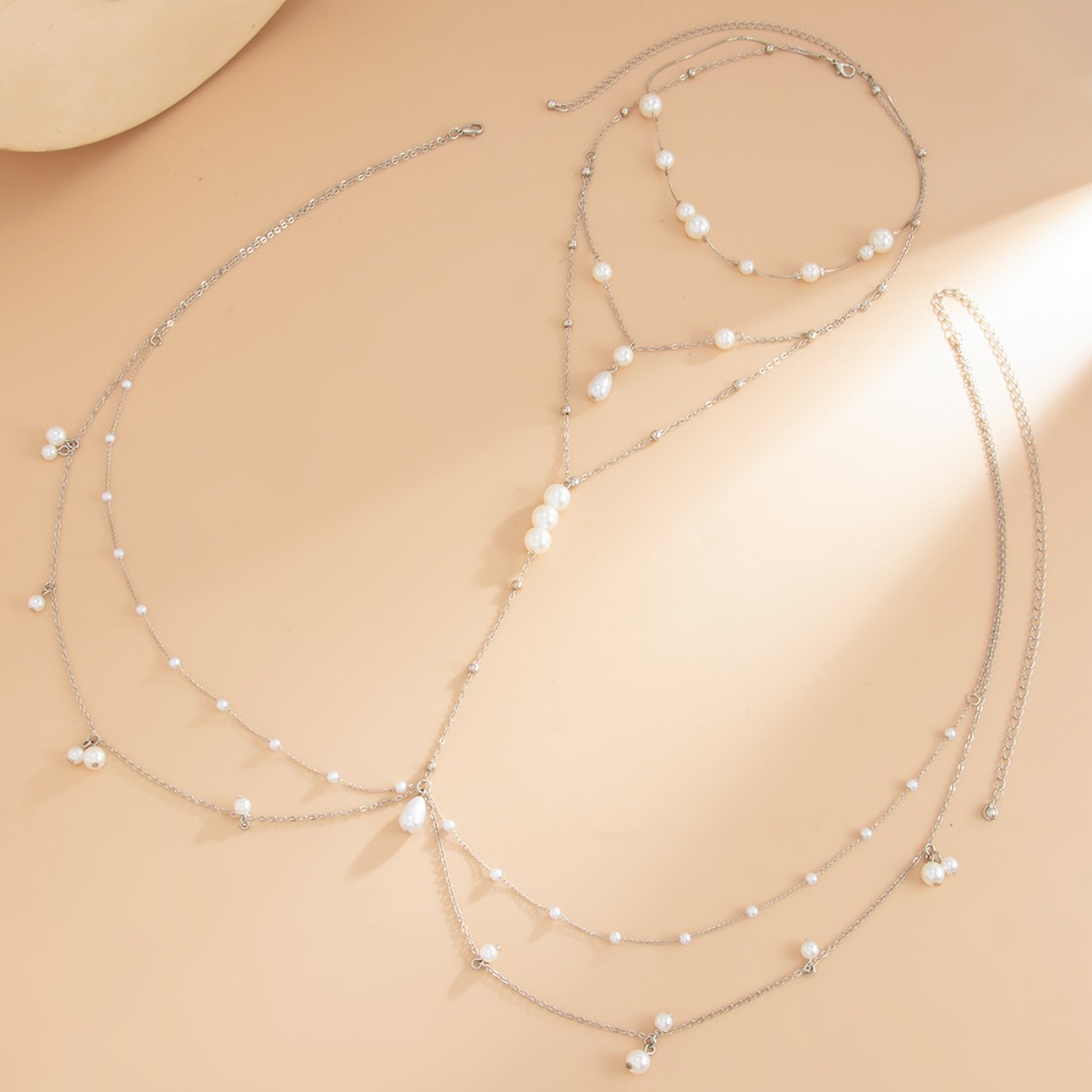 سلسلة صدر وبطن متعددة الطبقات  - مراجعة Pearl Necklace Set وسعره