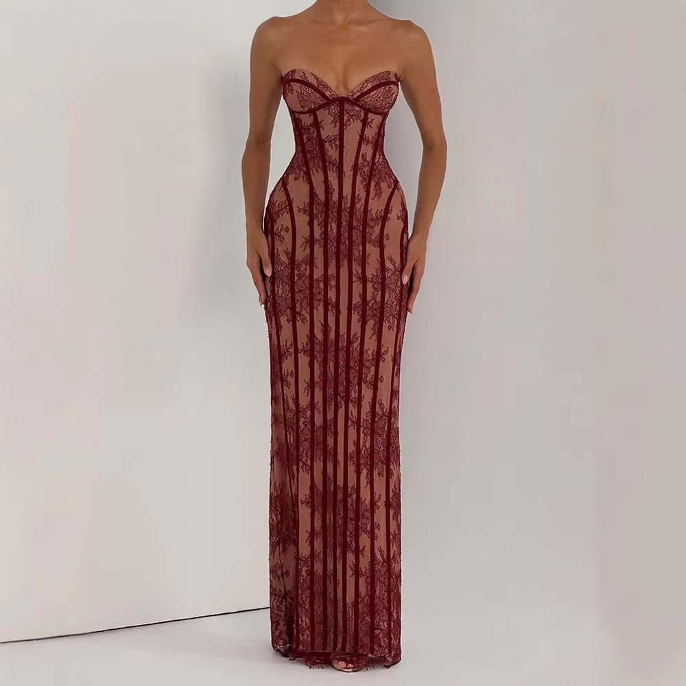 فستان ماكسي ضيق بدون حمالات لل - مراجعة Woman Formal Wear وسعره